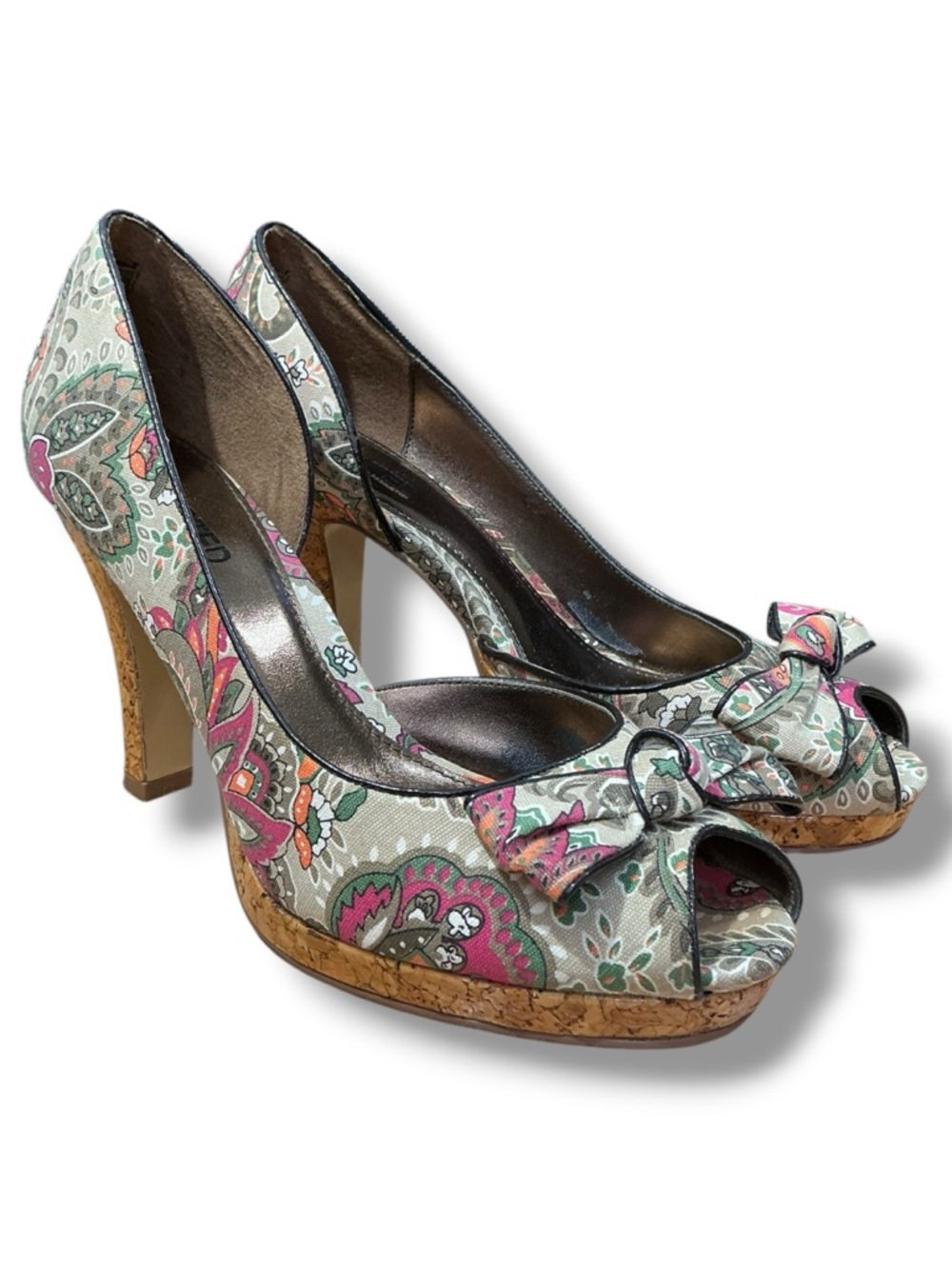 Unlisted by Kenneth Cole Floral Peep-Toe Platform Heels - Pink & Green